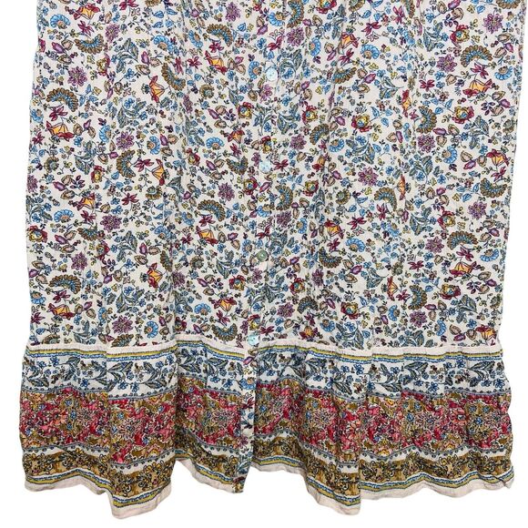 J. Jill Dress Size L Maxi Multi Floral Button Down Front Blush Pink Shirt Dress - Picture 13 of 13